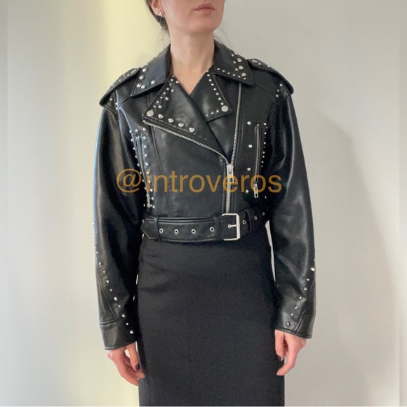 BLOGGERS FAV ZARA STUDDED FAUX LEATHER JACKET - Picture 3 of 15